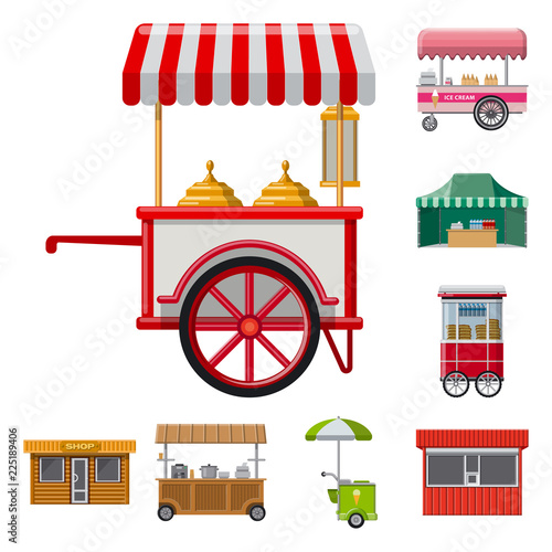Isolated object of market and exterior sign. Collection of market and food stock vector illustration.