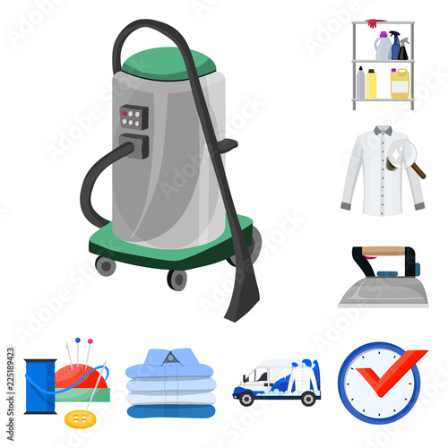 Vector illustration of laundry and clean logo. Collection of laundry and clothes vector icon for stock.