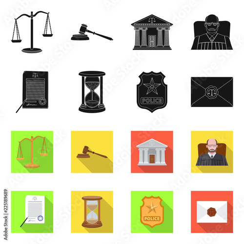Isolated object of law and lawyer sign. Collection of law and justice stock vector illustration.