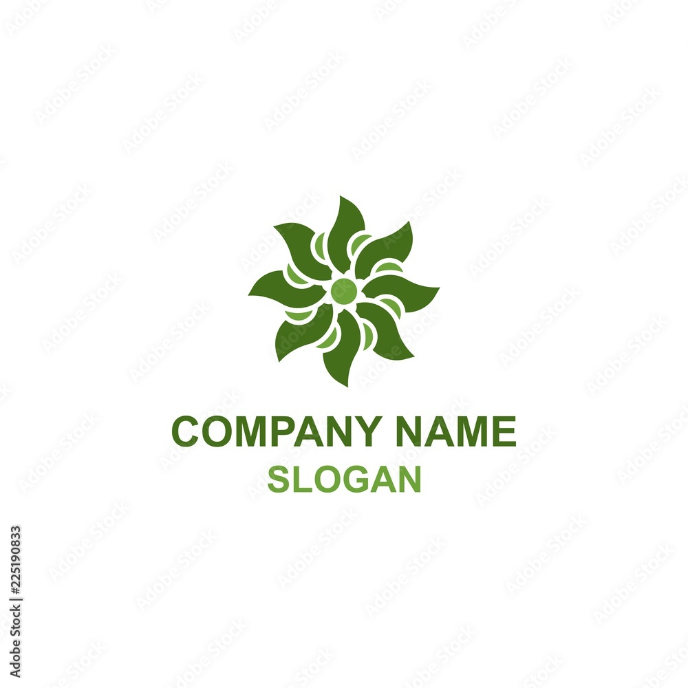 Abstract green flower leaf logo. Abstract green flower leaf logo.