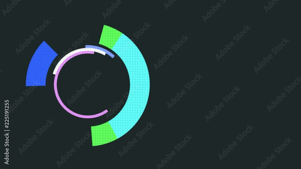 Moving donut chart. Abstract colorful animation. Moving donut chart. Abstract colorful animation.