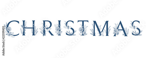 Vector logo Christmas. Decorated word, typographic composition