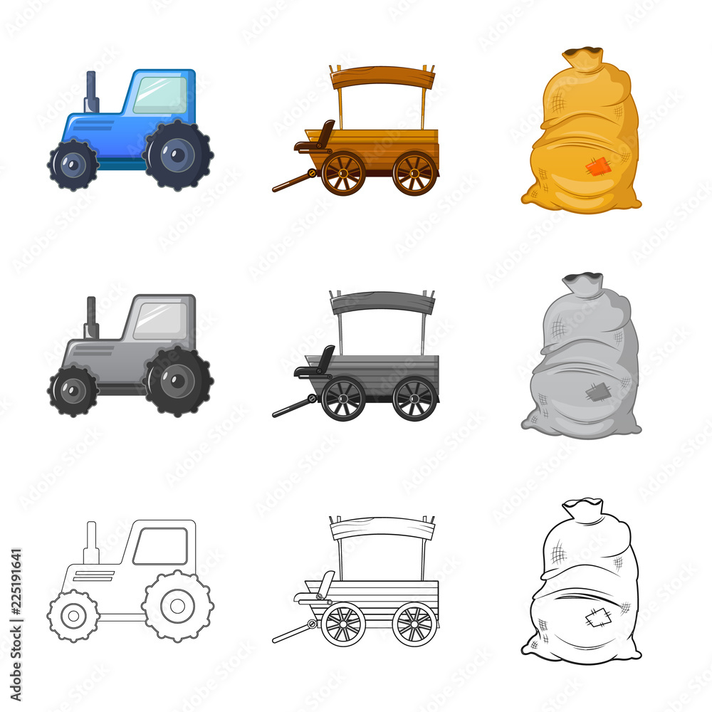 Vector illustration of farm and agriculture icon. Set of farm and plant stock symbol for web.