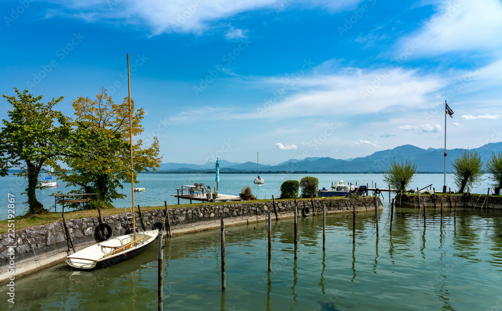 small private garden on Lake Chiemsee in Bavaria, Germany