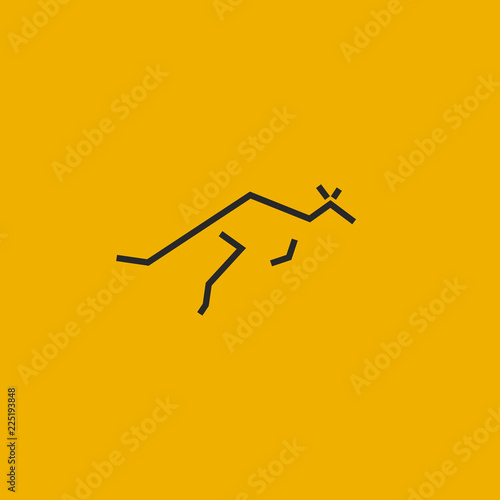 Jumping kangaroo logo, Australian animal simple line art symbol, fast wallaby linear icon