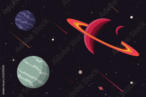 planet space background flat design.vector and illustration