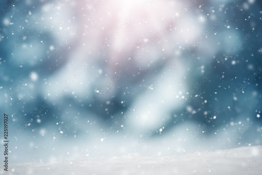 Beautiful tree in winter landscape in late evening in snowfall Beautiful tree in winter landscape in late evening in snowfall