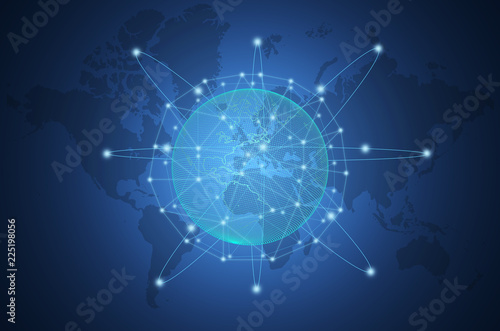 futuristic technology network digital interface connection communication interface people social media data connect online international community, working, business, financial and education concept.