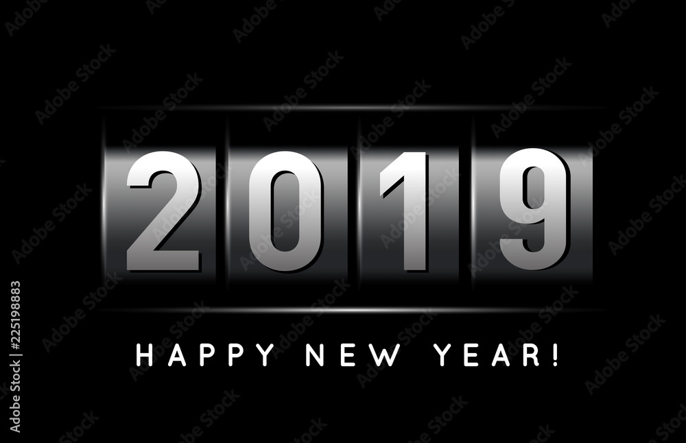 New Year counter 2019 vector illustration on black New Year counter 2019 vector illustration on black