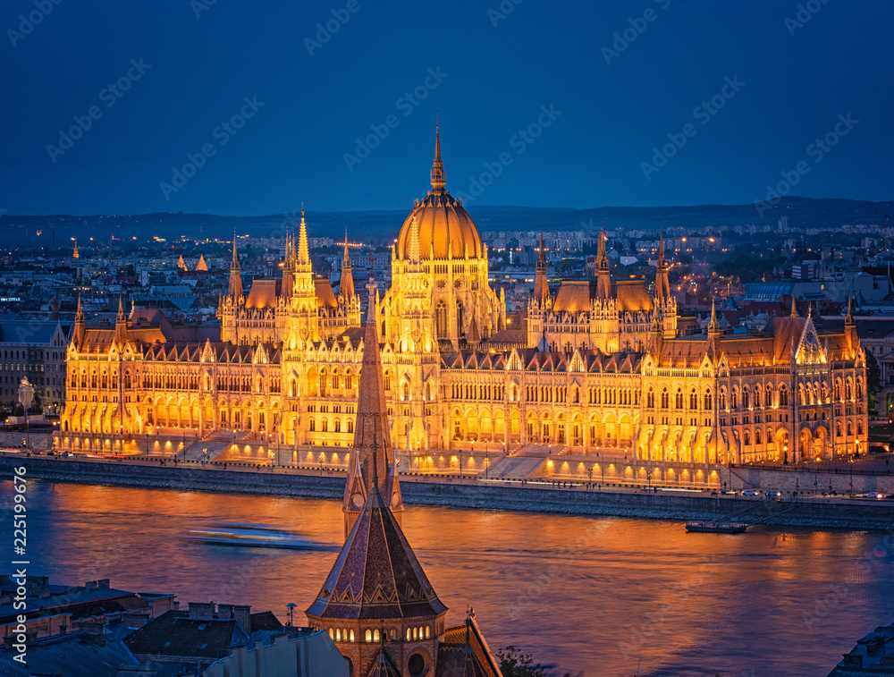 Hungarian Parliament in dusk