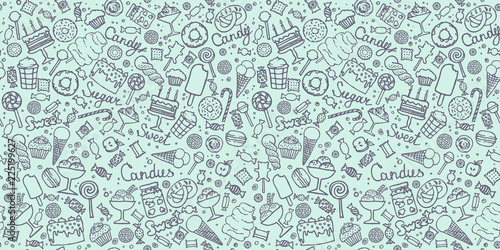 candy and sweet doodle background in vector