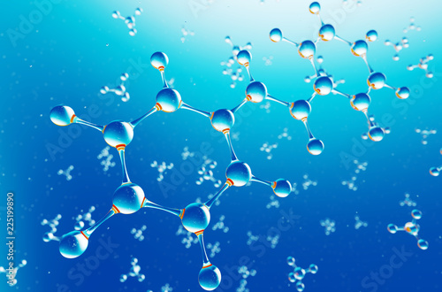 Quadro em tela 3d illustration of molecule compound of hydrogen and carbon