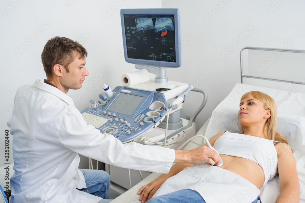 The pregnant lady pacient at ultrasonography examination The pregnant lady pacient at ultrasonography examination