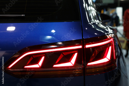 Detail on the rear light of a car. Car detail. Developed Car's rear brake light