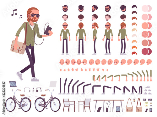 Young red-haired man character creation set
