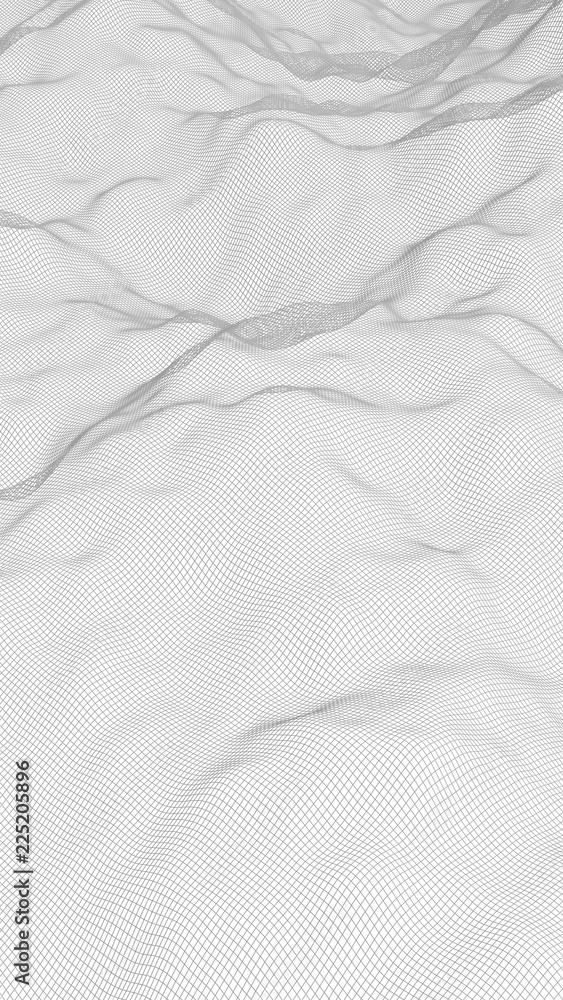 Abstract landscape on a white background. Cyberspace grid. Hi-tech network. 3d technology illustration Abstract landscape on a white background. Cyberspace grid. Hi-tech network. 3d technology illustration