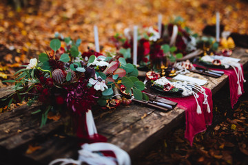 Autumn location, autumn decor, rocking chairs