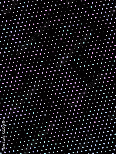 Small bright circles on a dark background. Vivid gradient. Neon colors. Abstract geometric background.
