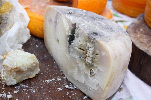 Scarey old goat cheese with craks and mold photo