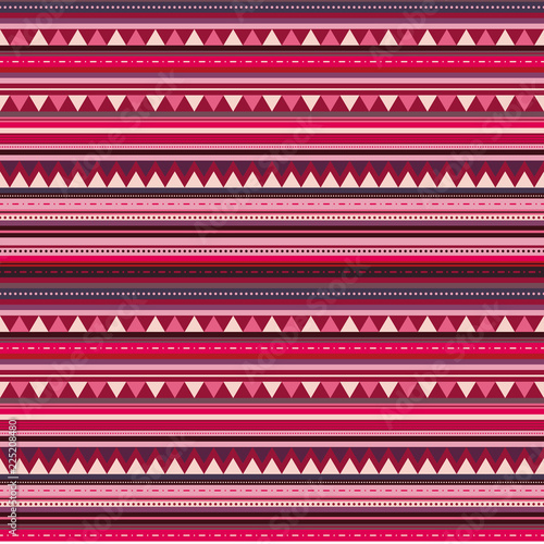 Bright hmong inspired pattern in reddish tones, seamless vector repeat. Minimal graphic aztec design. 