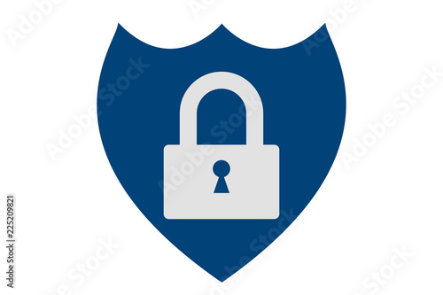 Escudo azul con candado de seguridad de la información.