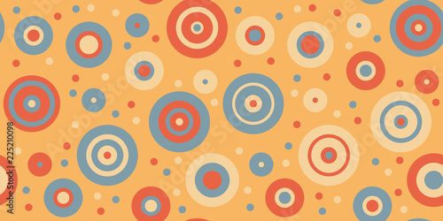 Bright optimistic seamless repeat pattern with positive vibes and great colours. Round playful shapes. Great for fabrics or wrapping paper.