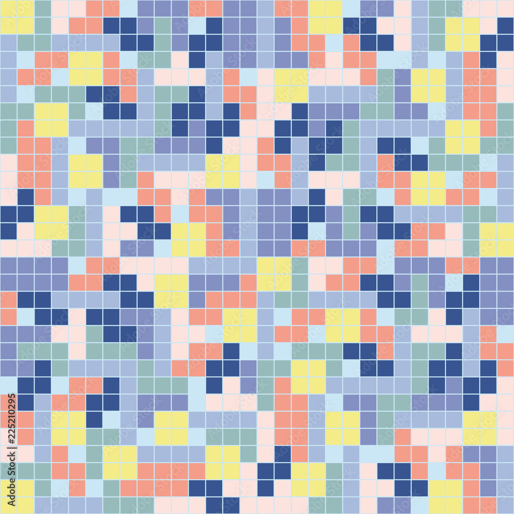 Fototapeta premium Abstract colorful pattern made of tetris like shapes. Seamless vector repeat. Trendy pixel camouflage style.