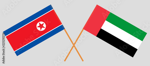North Korea and United Arab Emirates. Korean and UAE flags. Official colors. Correct proportion. Vector