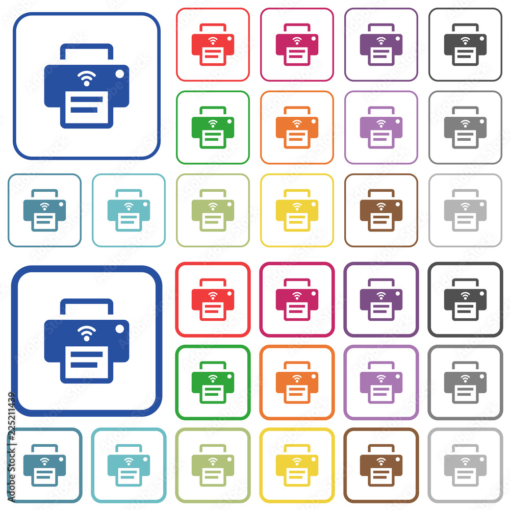 Wireless printer outlined flat color icons Wireless printer outlined flat color icons