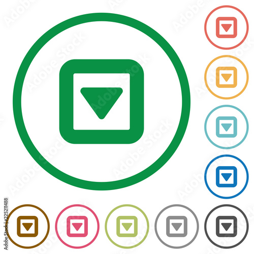 Toggle down flat icons with outlines