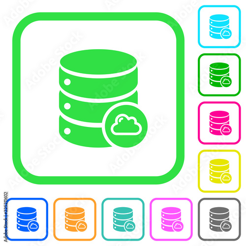 Cloud database vivid colored flat icons