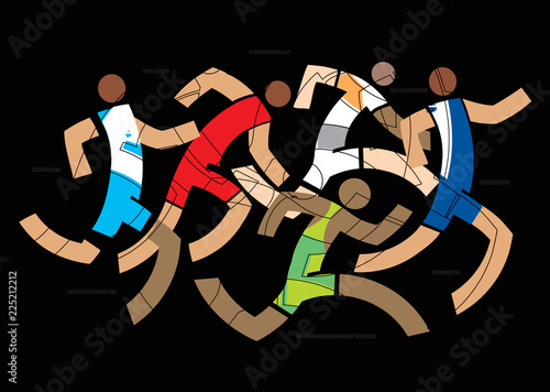 Running race sprint.
Abstract  Stylized illustration of runners. Vector available. 