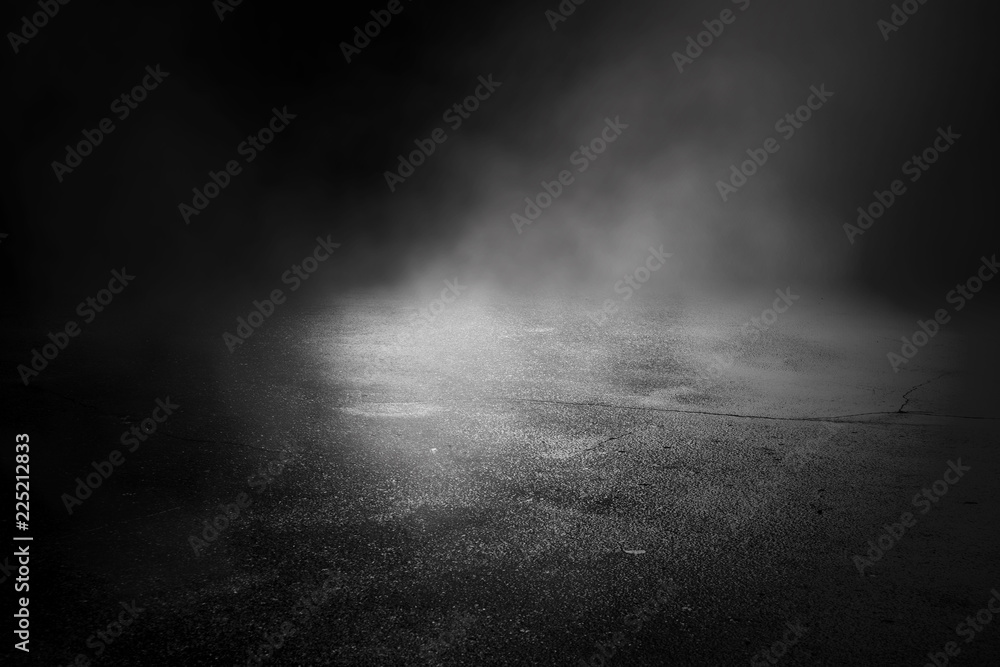 Background of an empty dark room. Empty walls, lights, smoke, glow, rays.. Background of an empty dark room. Empty walls, lights, smoke, glow, rays..