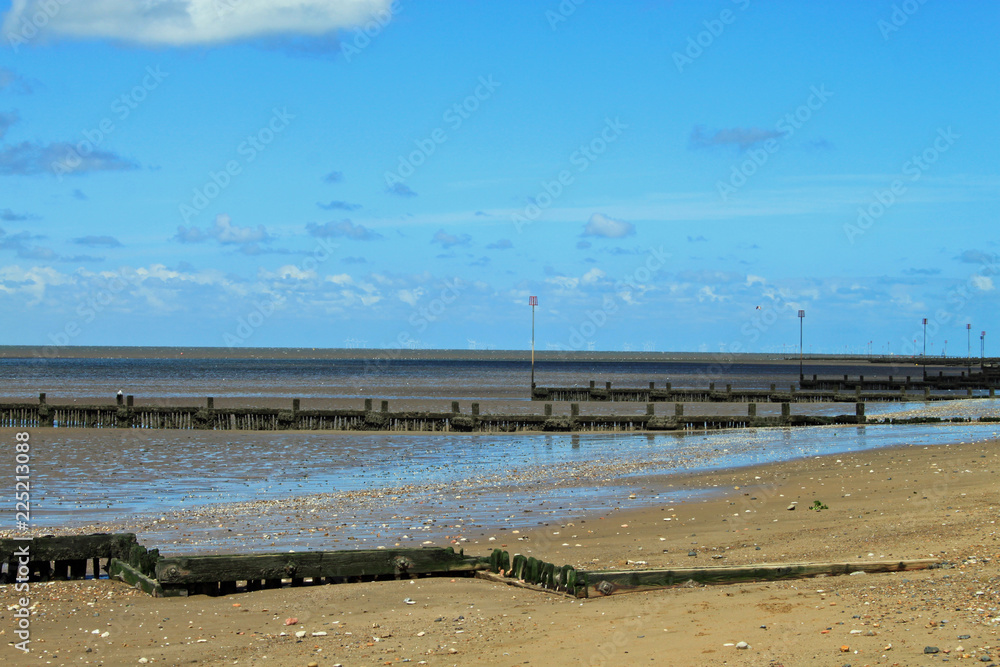 A side view of groyne at low tide A side view of groyne at low tide
