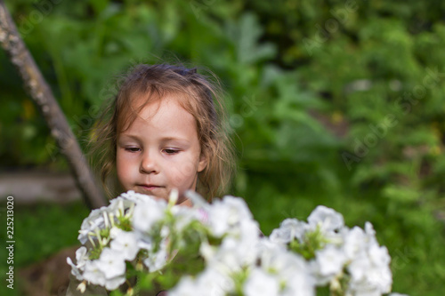 little girl in flowers, summer