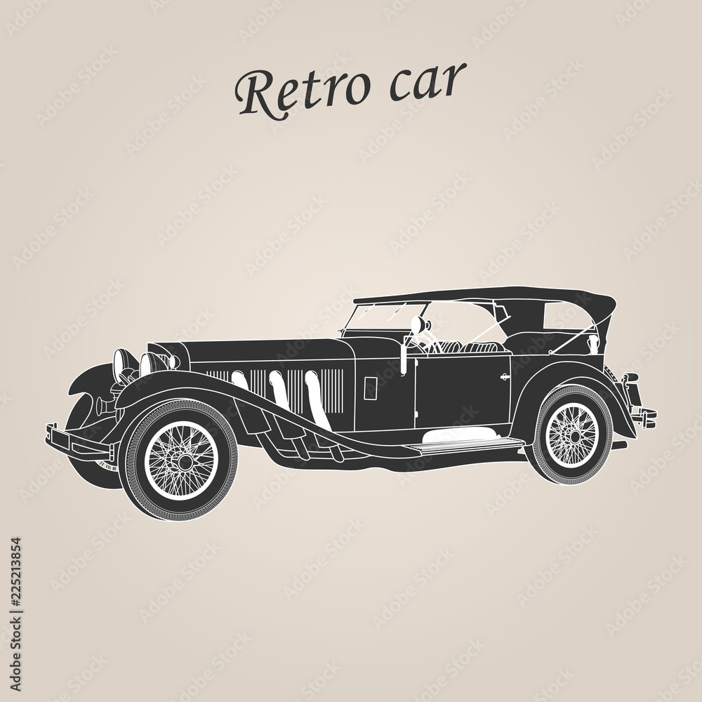 Vintage car. Retro car. Classic car. Vector