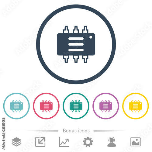Hardware options flat color icons in round outlines