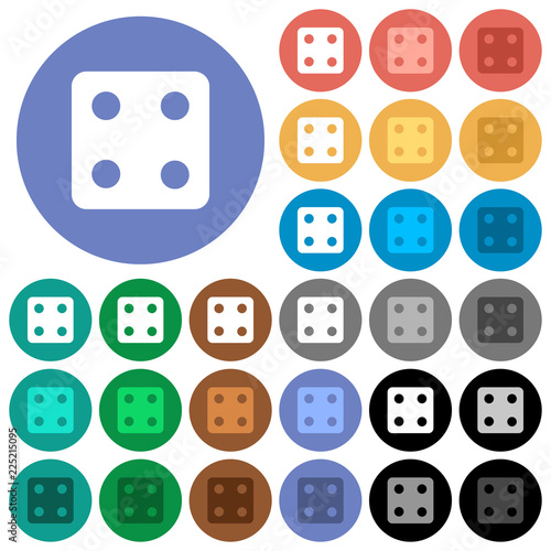 Dice four round flat multi colored icons