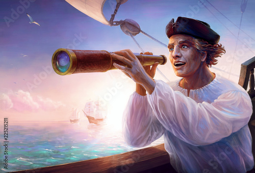 Fototapeta Portrait of discoverer Christopher Columbus