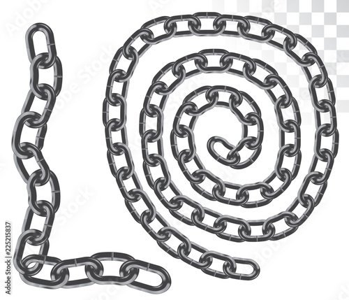 vector spiral set of chains isolated on transparent background