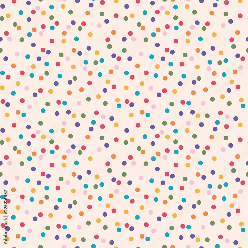 Lovely bright colorful wild polka dot pattern on cream coloured background. Suitable for party invitations, card design or fabrics. Lovely bright colorful wild polka dot pattern on cream coloured background. Suitable for party invitations, card design or fabrics.