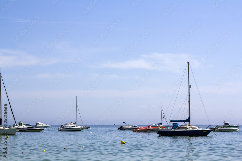 Sailboats and yachts in the sea