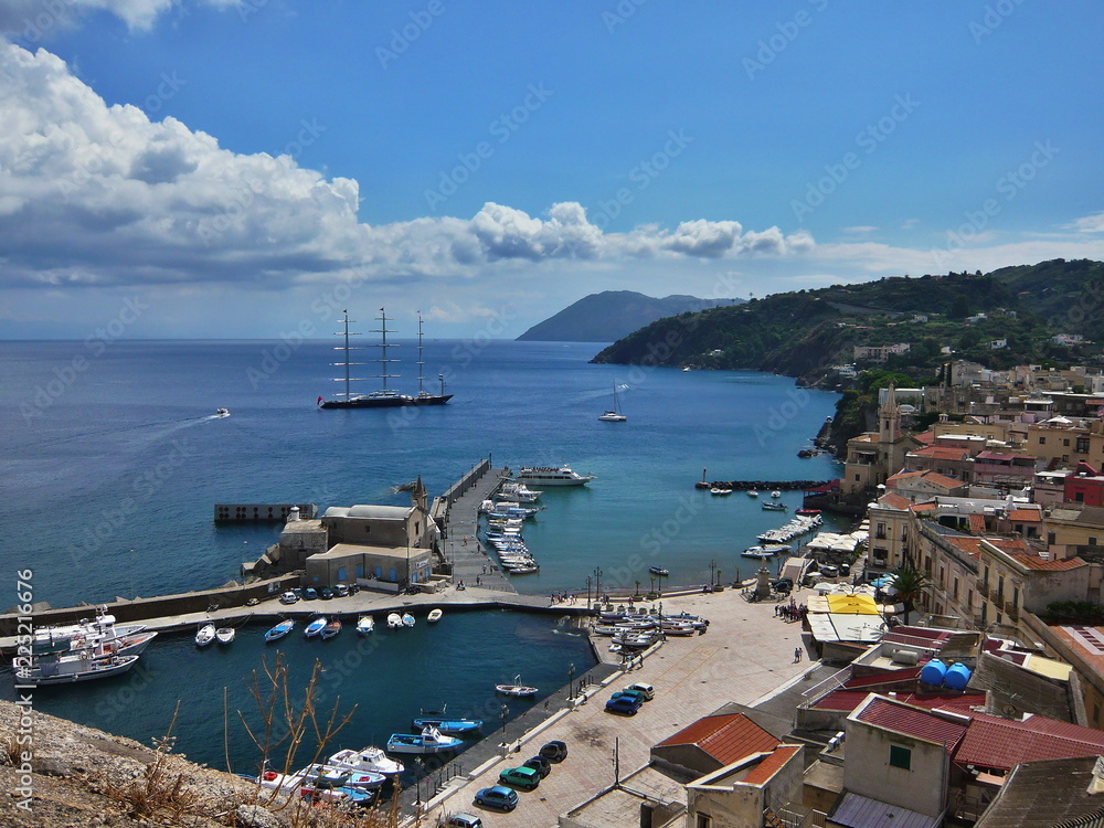 Italy,Calabria-pier and harbor in Lipari