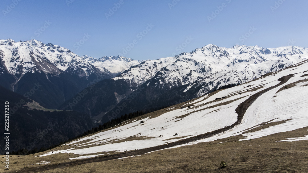 Mountains landscape drone view