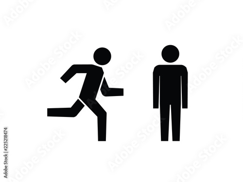Man stands, walk and run icon set . People symbol. Vector illustration