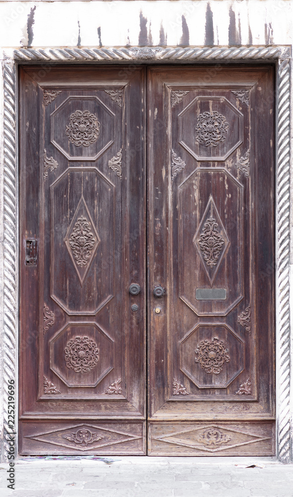 old brown wooden door