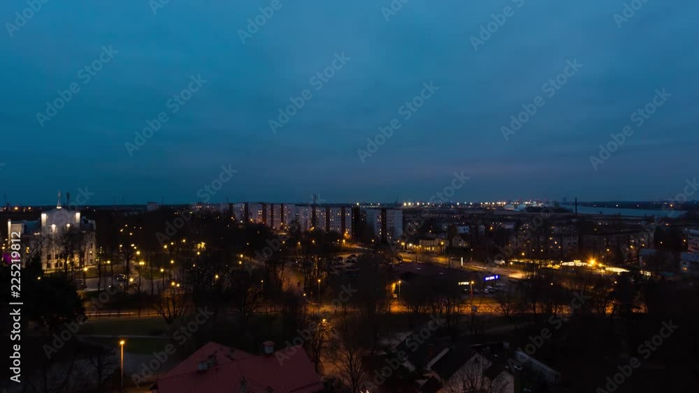 Evening cityscape timelapse of a Riga district, in Latvia. Russian old design buildings Evening cityscape timelapse of a Riga district, in Latvia. Russian old design buildings