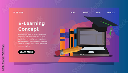 E-learning concept. Ready to use vector illustration