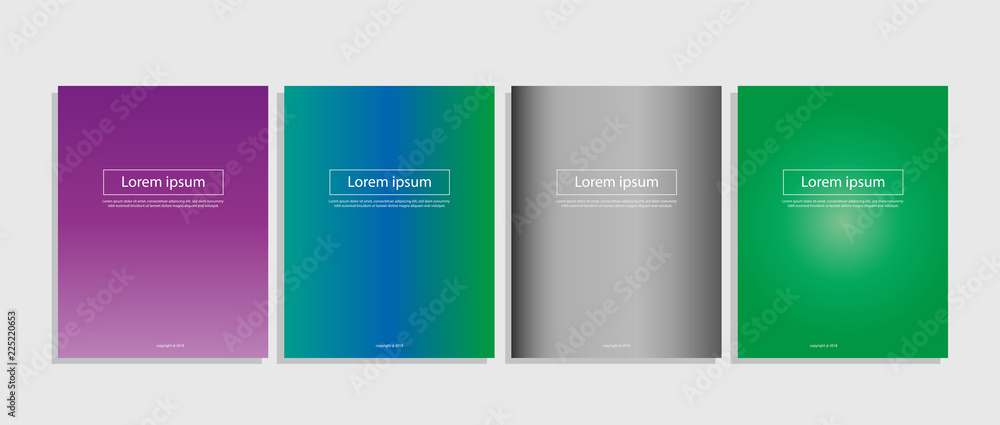 A4 Covers collection with modern abstract color gradients. Templates set for brochures, posters, banners and cards. Vector illustration.