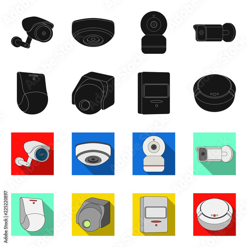 Vector illustration of cctv and camera symbol. Set of cctv and system vector icon for stock.